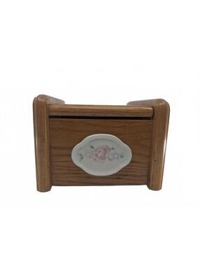 Vintage Pfaltzgraff Tea Rose Wood Recipe Box Ceramic Tile